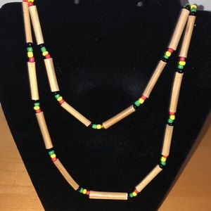 Red Gold & Green Bamboo Necklace